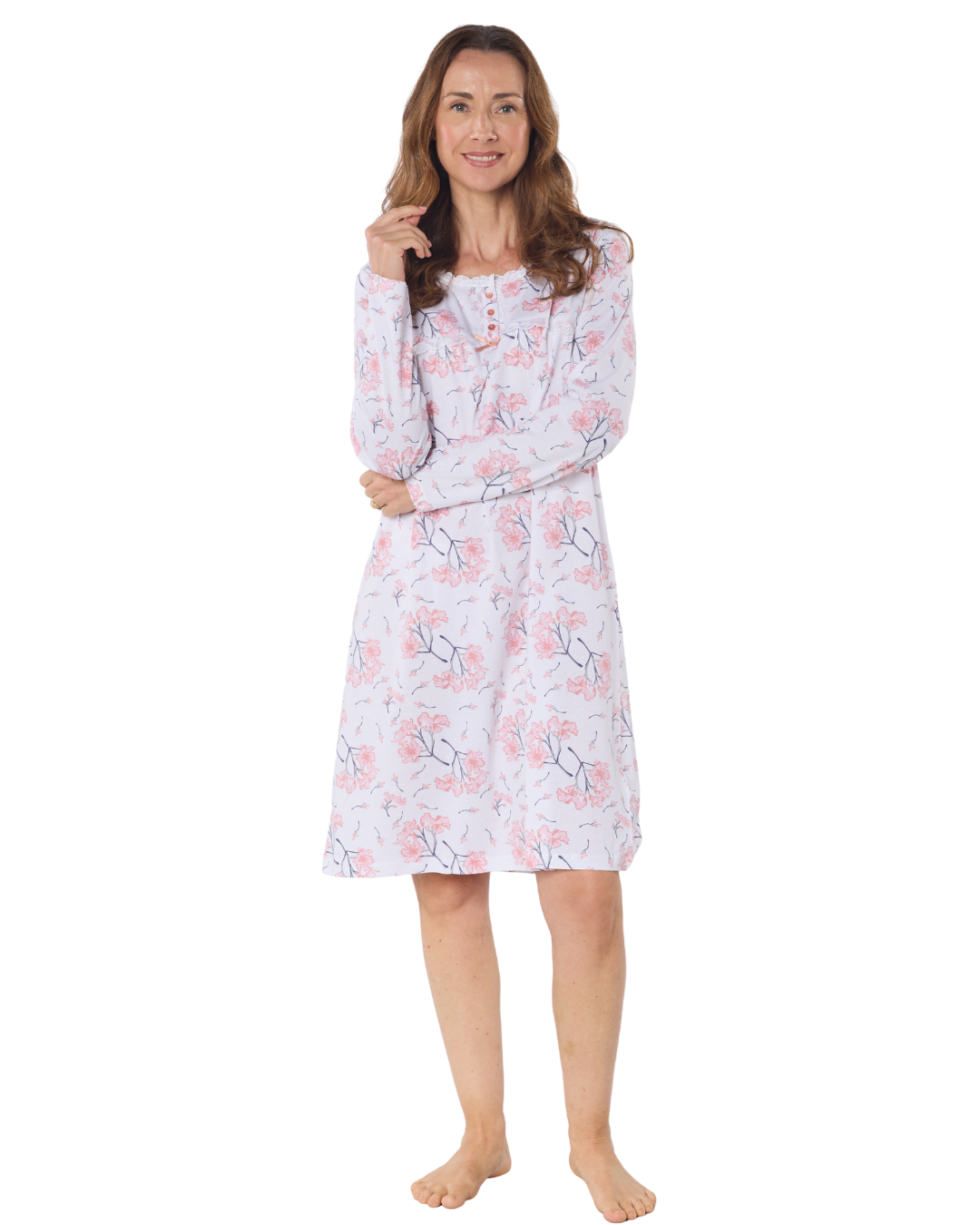 Larkspur  40" Long Sleeve 100% Cotton Nightdress