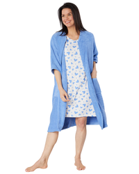 Women's 100% Cotton Towelling Zip 3/4 Sleeve Dressing Gown