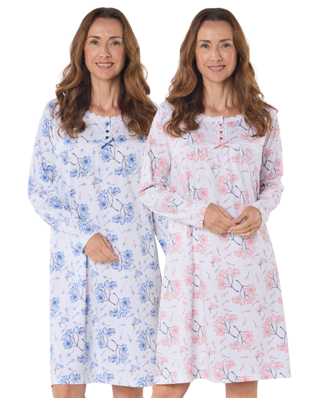 Larkspur  40" Long Sleeve 100% Cotton Nightdress