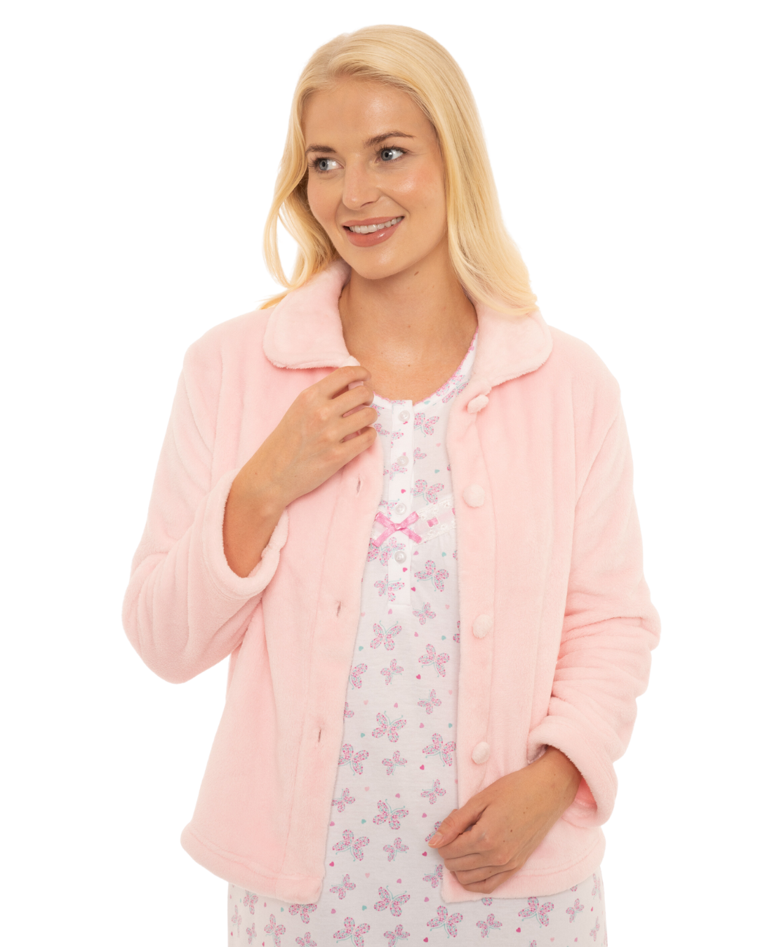 Pink Luxury Bed Jackets Camille Womens Supersoft Fleece Bed Jacket