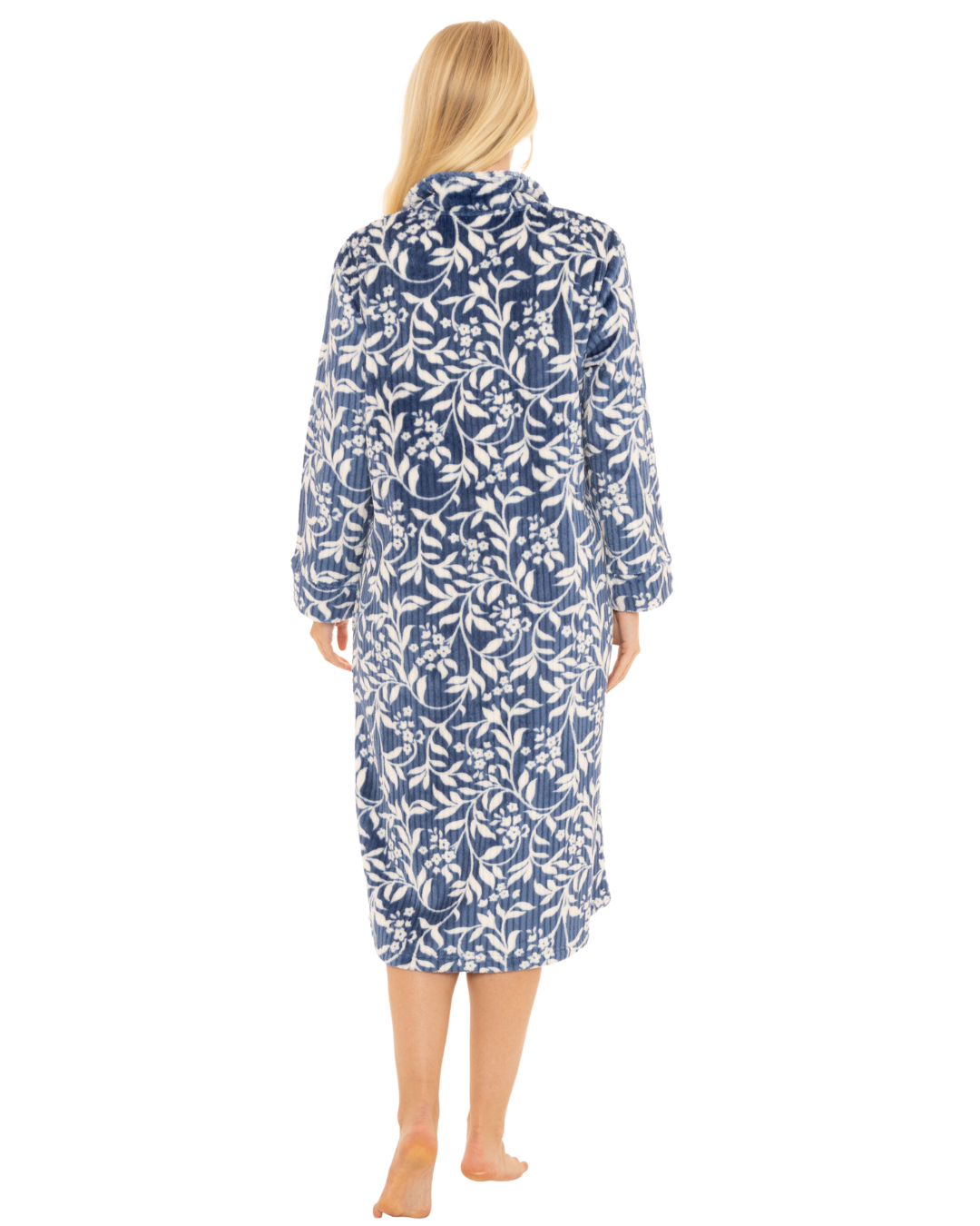 Luxury Minky Floral Fleece Zip Dressing Gown