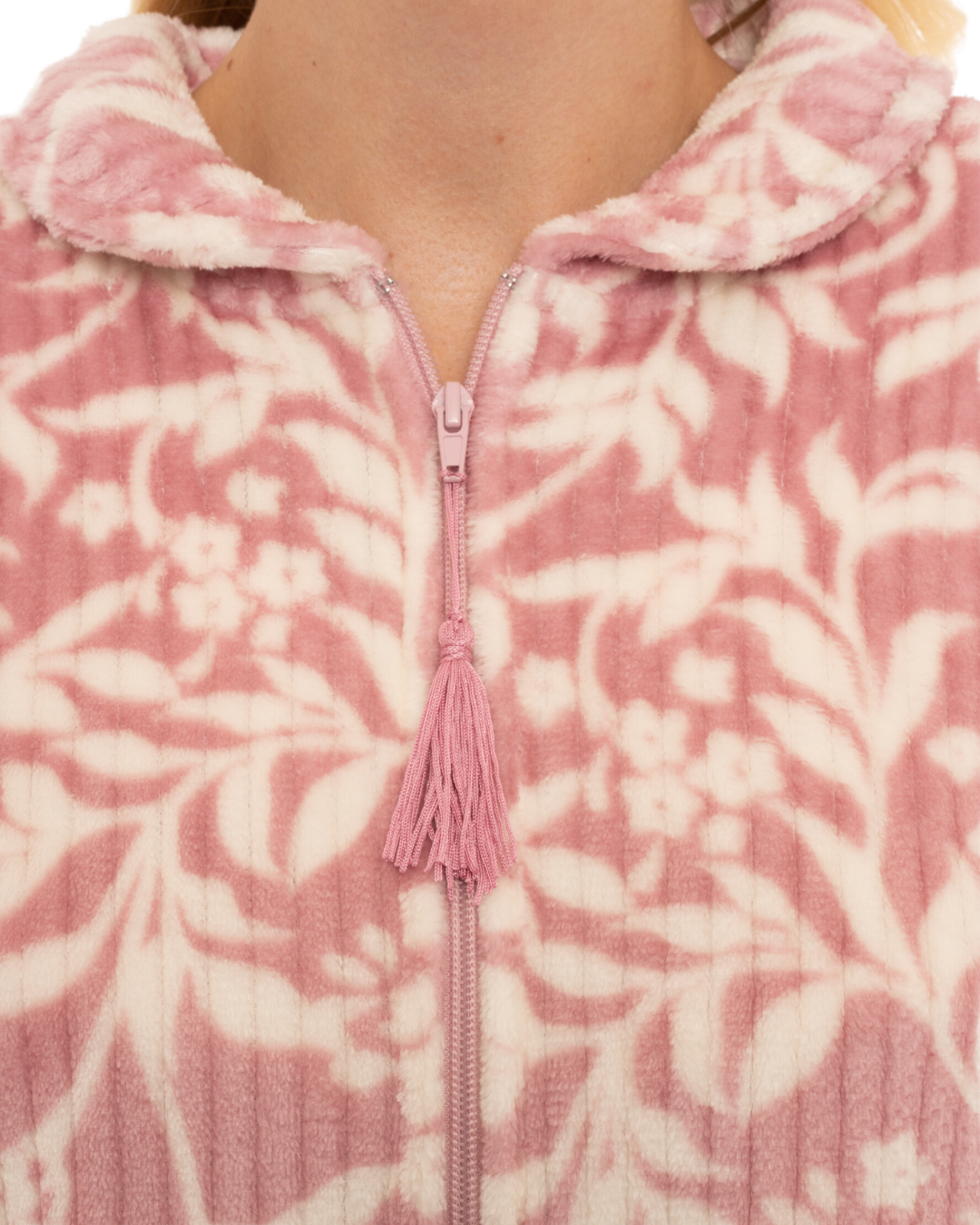 Luxury Minky Floral Fleece Zip Bed Jacket
