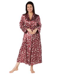 Satin Autumn Bouquet Printed Tie Waist Long Sleeve Dressing Gown