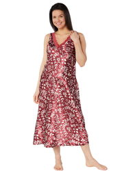 Satin & Lace Autumn Bouquet Print Chemise Nightgown
