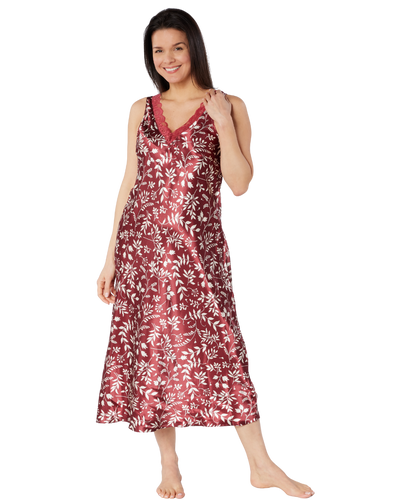 Satin & Lace Autumn Bouquet Print Chemise Nightgown
