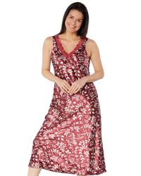 Satin & Lace Autumn Bouquet Print Chemise Nightgown