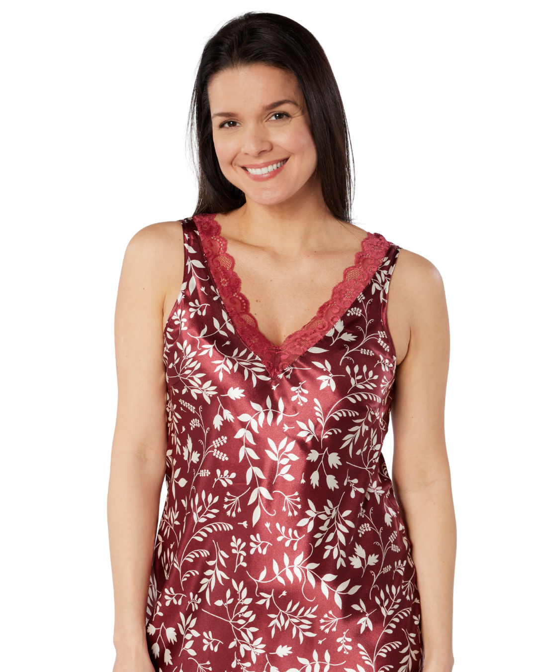 Satin & Lace Autumn Bouquet Print Chemise Nightgown