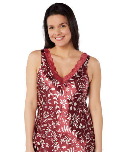Satin & Lace Autumn Bouquet Print Chemise Nightgown