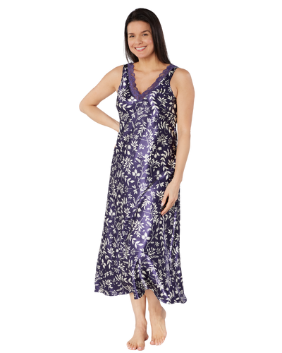Satin & Lace Autumn Bouquet Print Chemise Nightgown