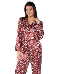 Satin Autumn Bouquet Print Long Sleeve Classic Pyjama