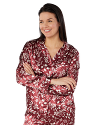 Satin Autumn Bouquet Print Long Sleeve Classic Pyjama