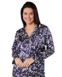 Satin Autumn Bouquet Print Long Sleeve Classic Pyjama