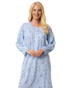 Ladies 100% Cotton Long Sleeve 45" Length Floral Bouquet Nightdress
