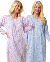 Ladies 100% Cotton Long Sleeve 45" Length Floral Bouquet Nightdress