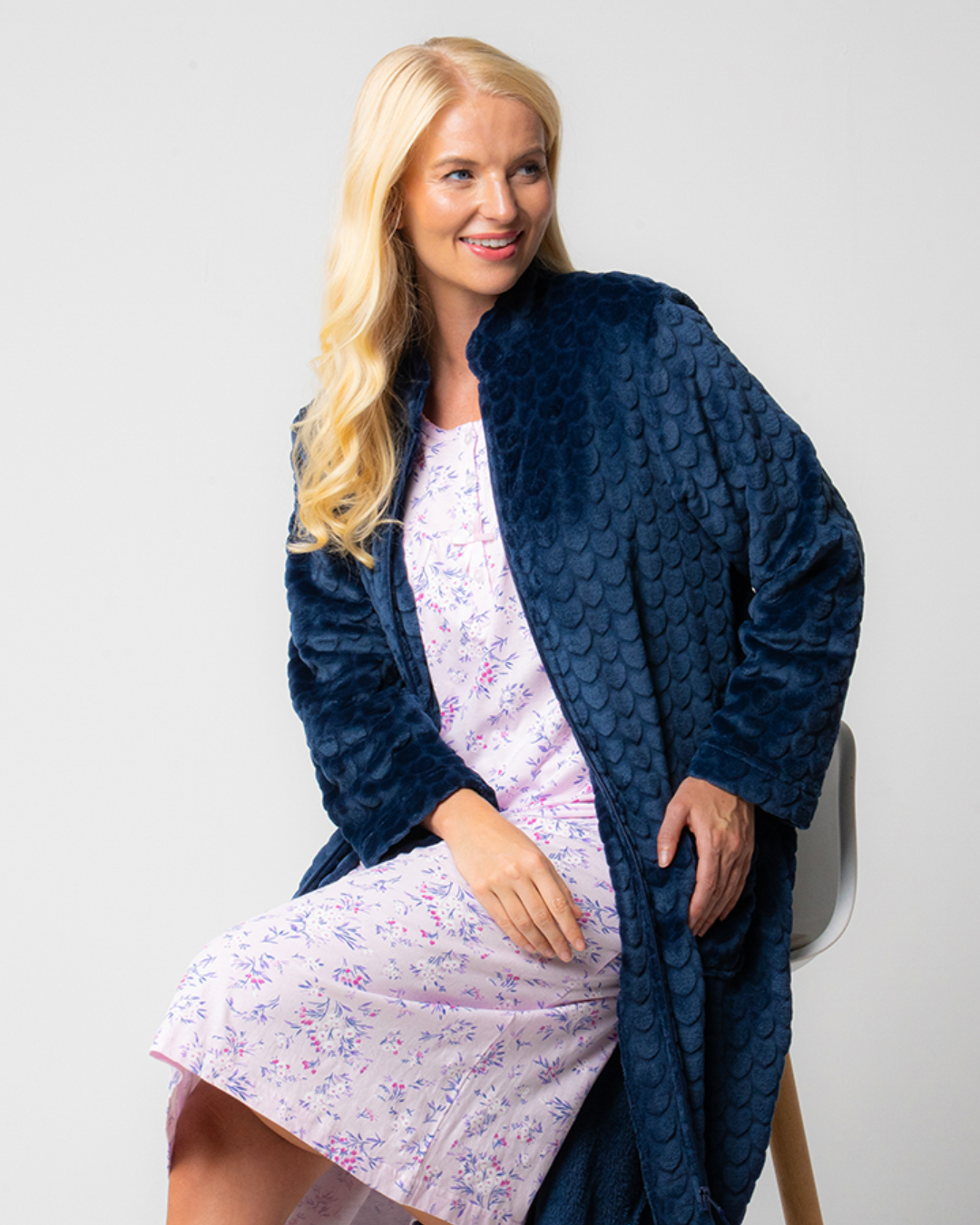 Ladies 100% Cotton Long Sleeve 45" Length Floral Bouquet Nightdress