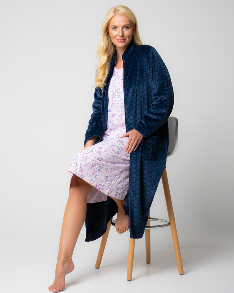 Ladies 100% Cotton Long Sleeve 45" Length Floral Bouquet Nightdress