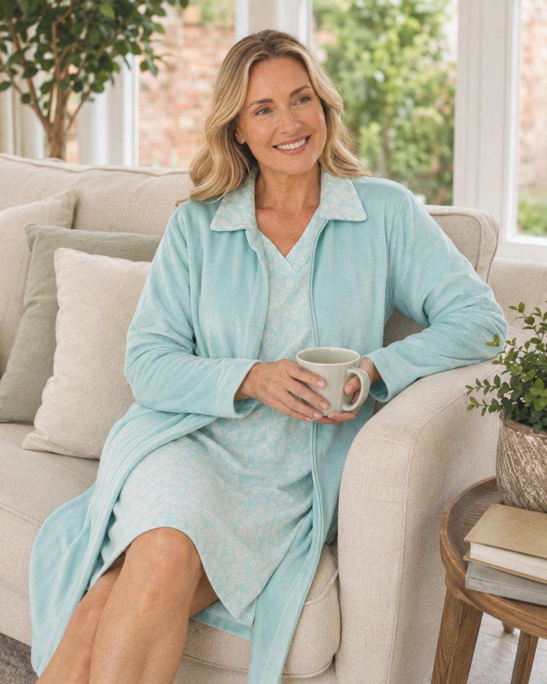Oak Glade Velour Fleece Zip Dressing Gown