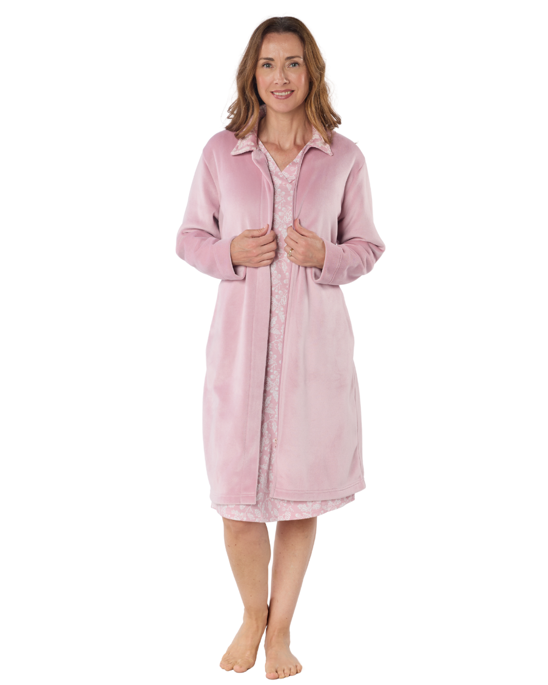 Oak Glade Velour Fleece Zip Dressing Gown