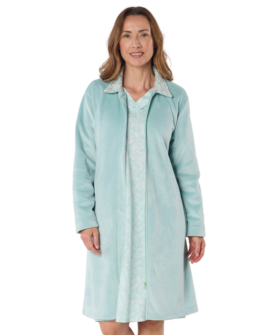 Oak Glade Velour Fleece Zip Dressing Gown