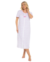 Butterfly Print 100% Cotton Jersey Button Through Nightdress