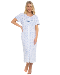 Butterfly Print 100% Cotton Jersey Button Through Nightdress