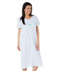Butterfly Print 100% Cotton Jersey Button Through Nightdress