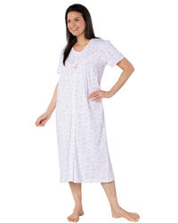 Butterfly Print 100% Cotton Jersey Button Through Nightdress
