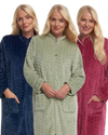 Women's Embossed Fleece Zip Dressing Gown with Front Pockets