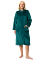 Women's Embossed Fleece Zip Dressing Gown with Front Pockets