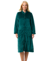 Women's Embossed Fleece Zip Dressing Gown with Front Pockets