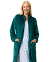 Women's Embossed Fleece Zip Dressing Gown with Front Pockets
