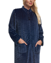 Women's Embossed Fleece Zip Dressing Gown with Front Pockets