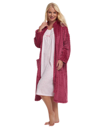 Women's Embossed Fleece Zip Dressing Gown with Front Pockets