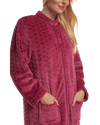 Women's Embossed Fleece Zip Dressing Gown with Front Pockets