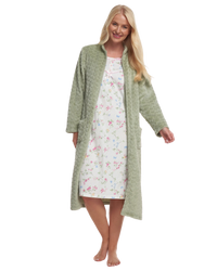 Women's Embossed Fleece Zip Dressing Gown with Front Pockets