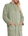 Women's Embossed Fleece Zip Dressing Gown with Front Pockets