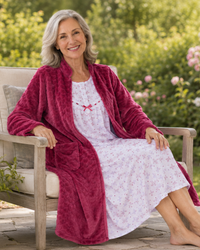 Women's Embossed Fleece Zip Dressing Gown with Front Pockets