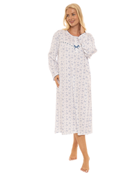 Butterfly Print 100% Cotton Long Sleeve Nightdress