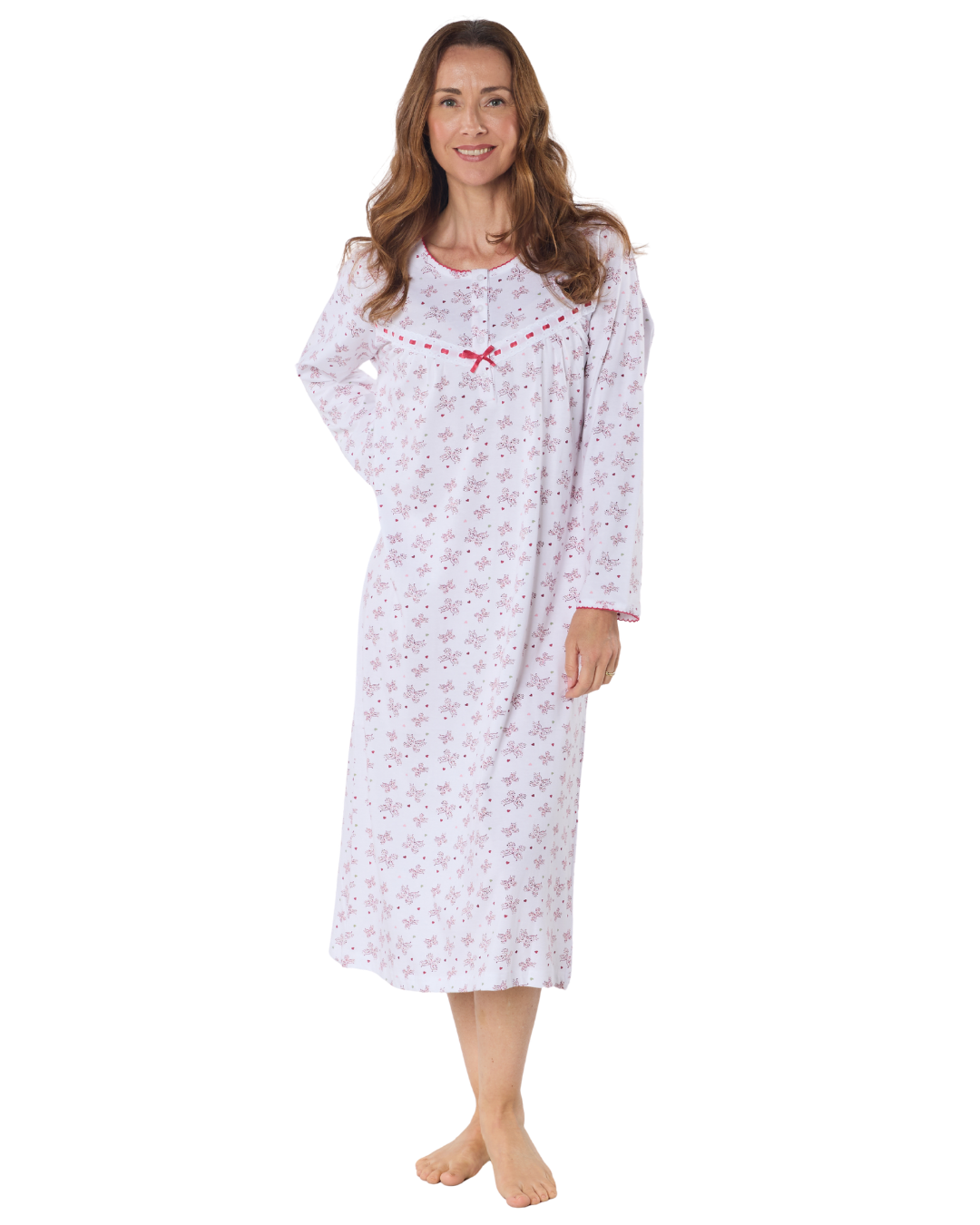 Butterfly Print 100% Cotton Long Sleeve Nightdress