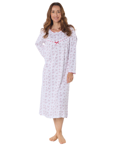 Butterfly Print 100% Cotton Long Sleeve Nightdress