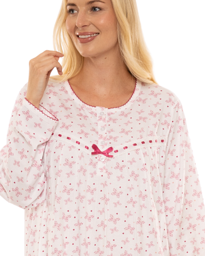 Butterfly Print 100% Cotton Long Sleeve Nightdress