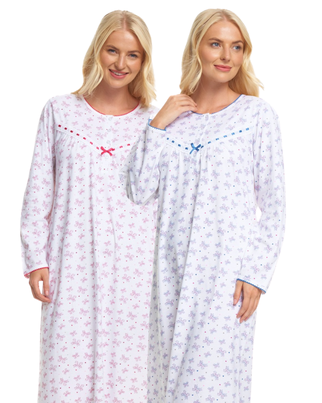 Butterfly Print 100% Cotton Long Sleeve Nightdress