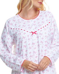 Butterfly Print 100% Cotton Long Sleeve Nightdress
