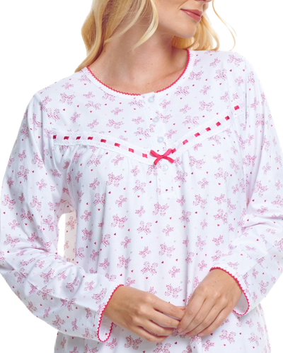 Butterfly Print 100% Cotton Long Sleeve Nightdress