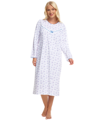 Butterfly Print 100% Cotton Long Sleeve Nightdress