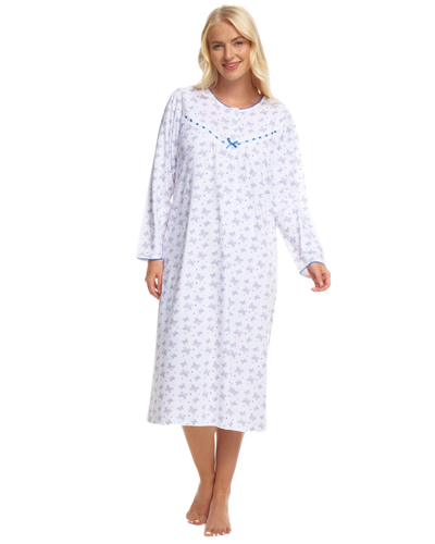 Butterfly Print 100% Cotton Long Sleeve Nightdress