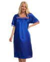 Short Sleeved Lace Trim Satin Nightdress
