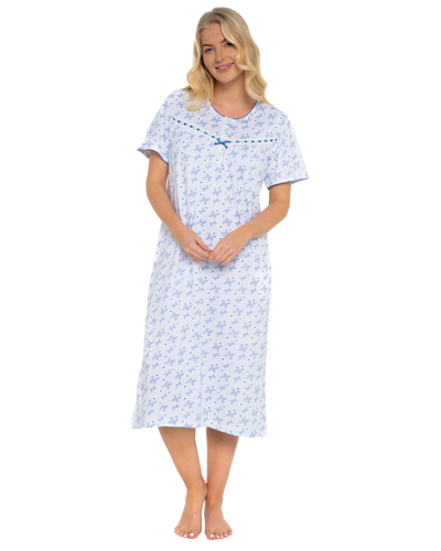 Butterfly Print 100% Cotton Jersey Short Sleeve Nightdress