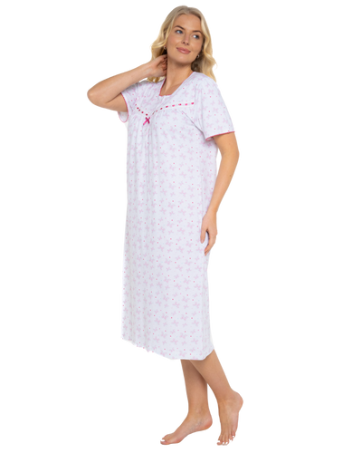 Butterfly Print 100% Cotton Jersey Short Sleeve Nightdress