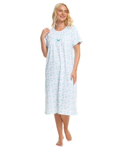 Butterfly Print 100% Cotton Jersey Short Sleeve Nightdress